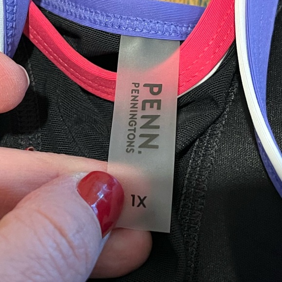 ❣️PENNINGTONS – Black Ribbed One-Piece Swim Dress – Plus Size 1X - Picture 4 of 11